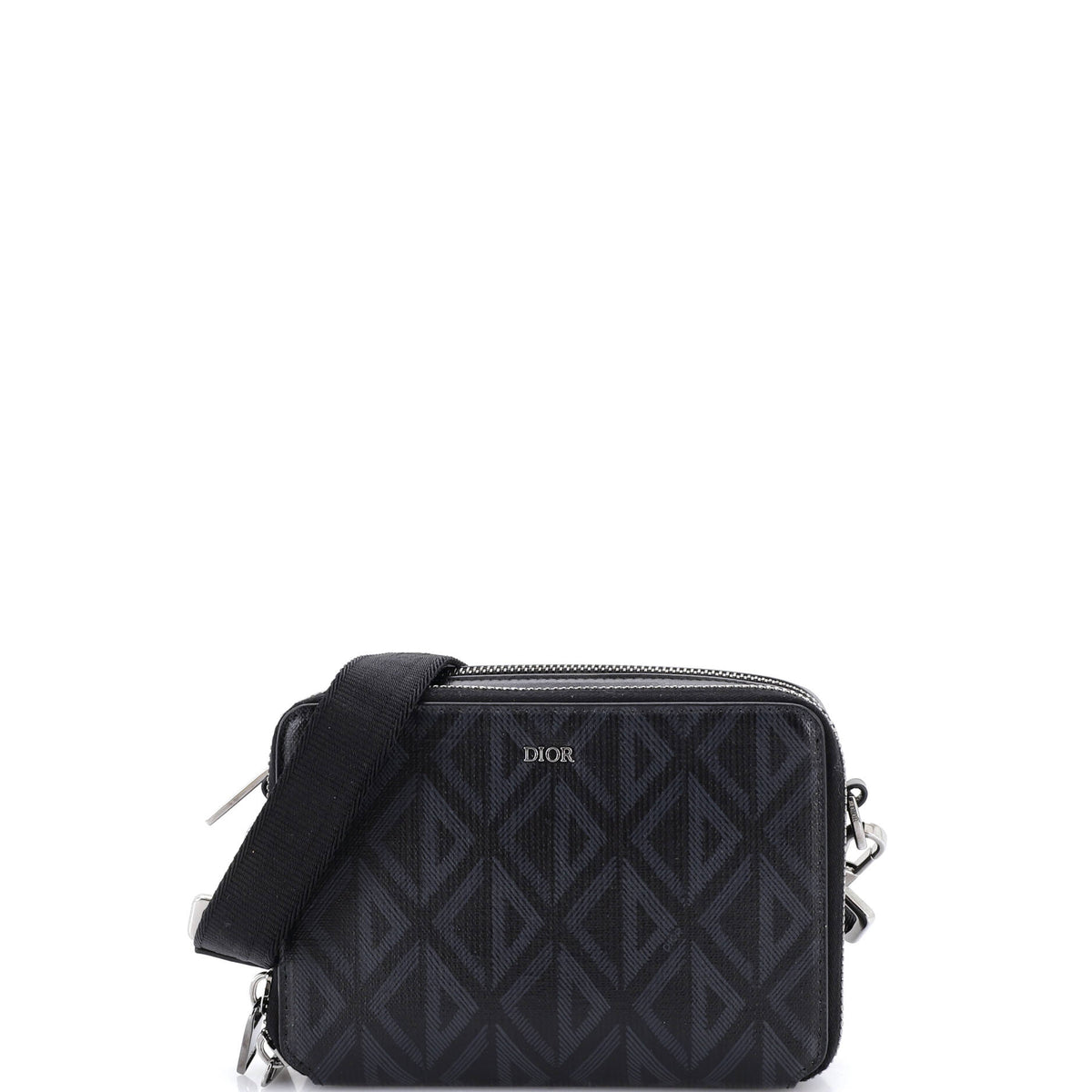 Christian Dior Double Zip Crossbody Pouch CD Diamond Coated Canvas