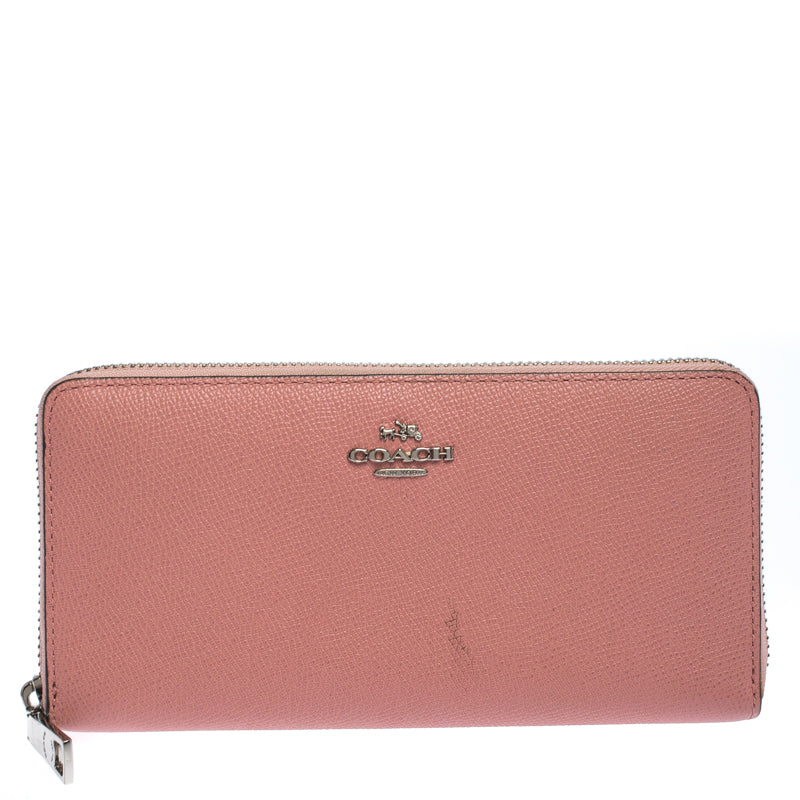 Coach Pink Leather Zip Around Wallet