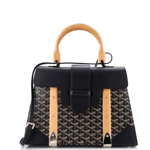 GOYARD Saigon Top Handle Bag Coated Canvas with Leather MM
