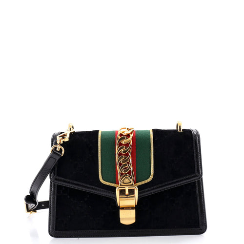 GUCCI Sylvie Shoulder Bag GG Velvet Small