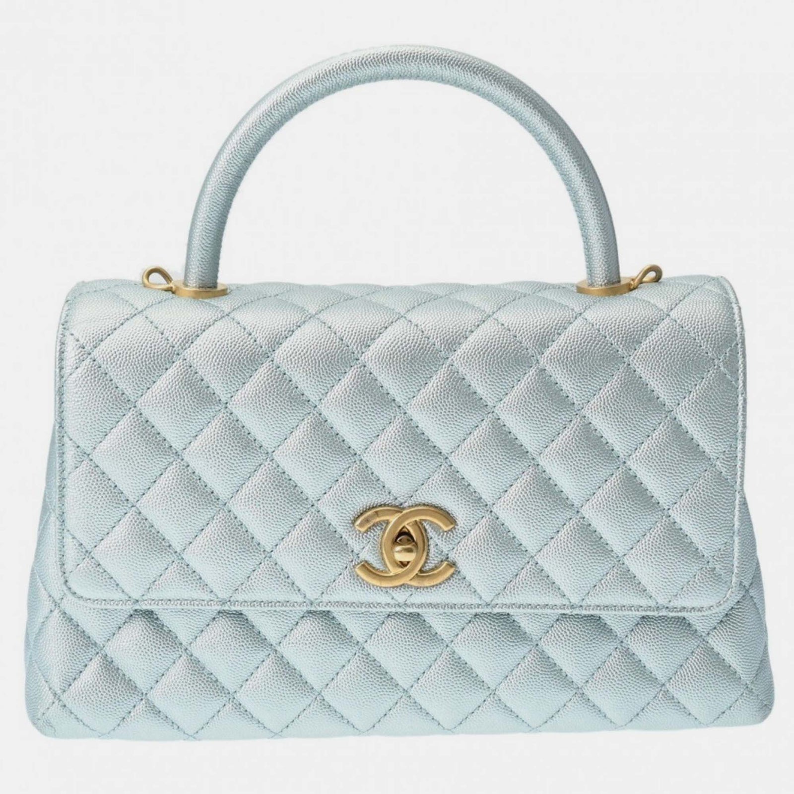 Chanel Blaue Caviar Skin Metallic Matelasse 29 Handtasche