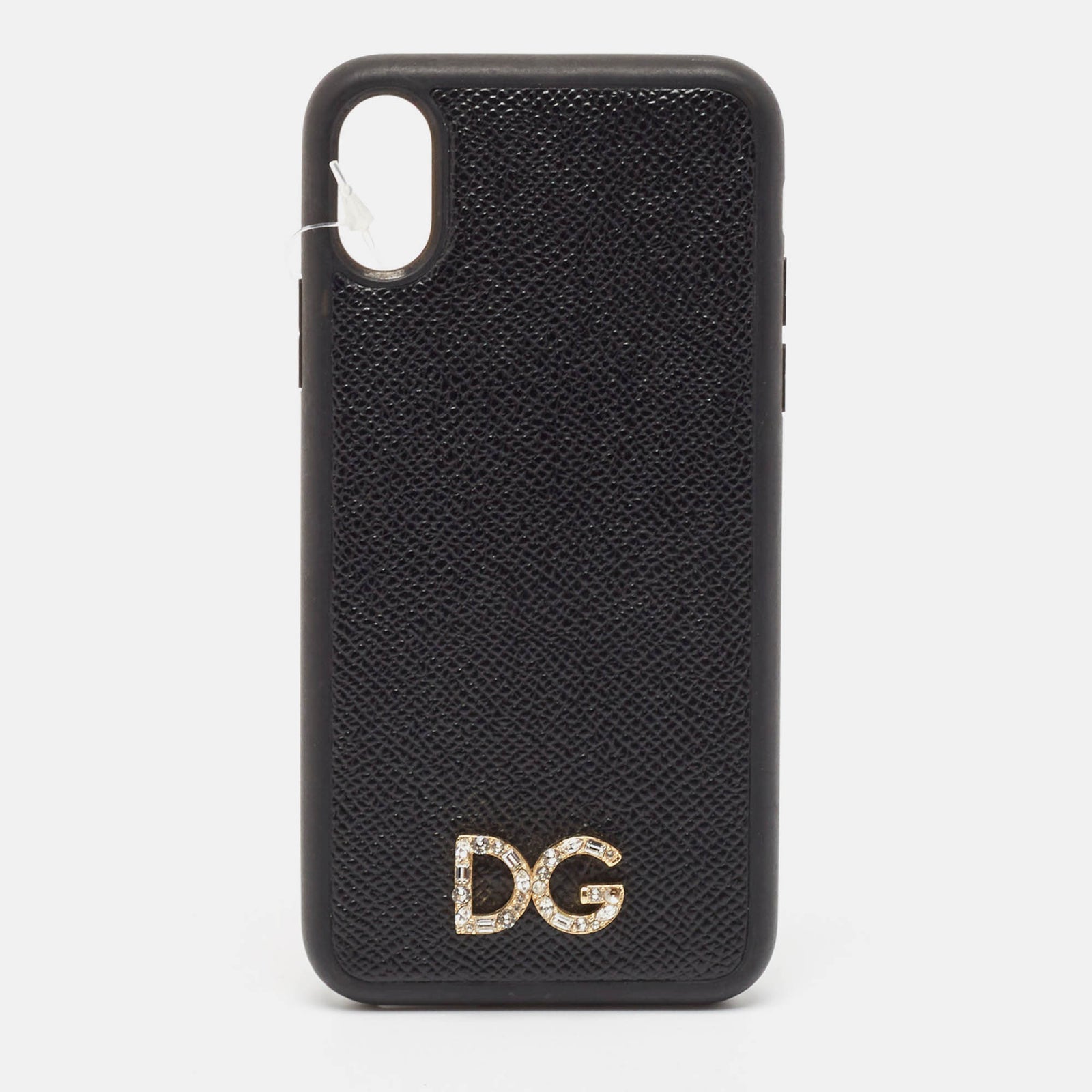 Dolce & Gabbana Schwarze iPhone X-Hülle mit DG-Logo-Kristallen