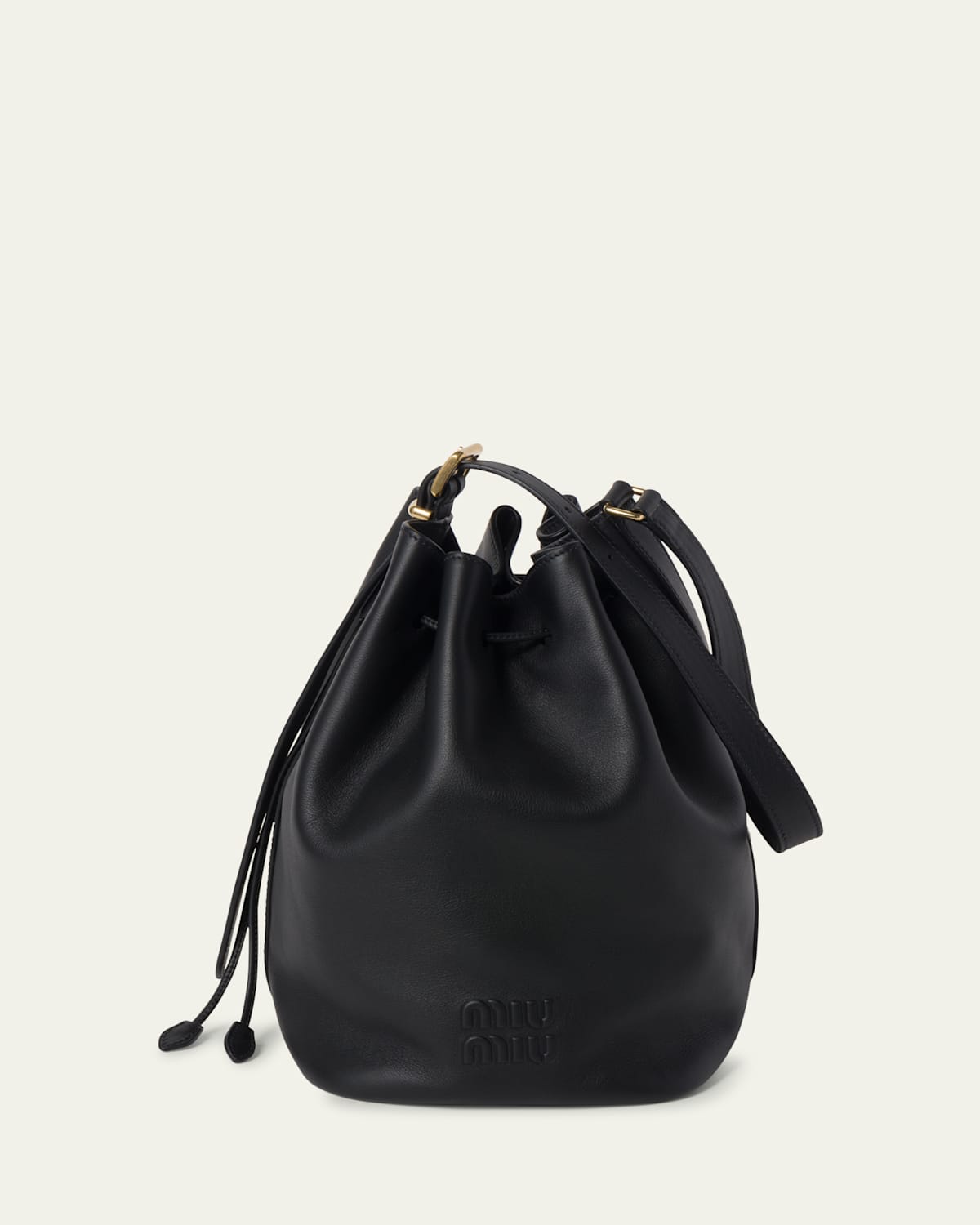 Miu Miu Drawstring Leather Bucket Bag