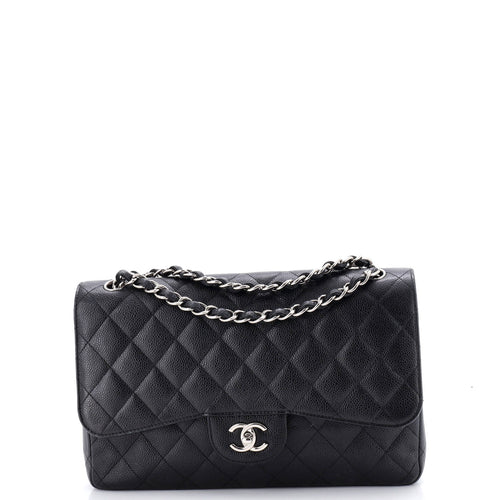 CHANEL Classic Double Flap Bag Quilted Caviar Jumbo