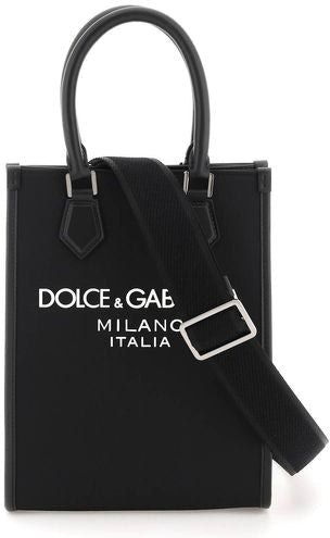 Dolce & Gabbana Men's Small Nylon Bag With Logo in Black | BM2123AG182