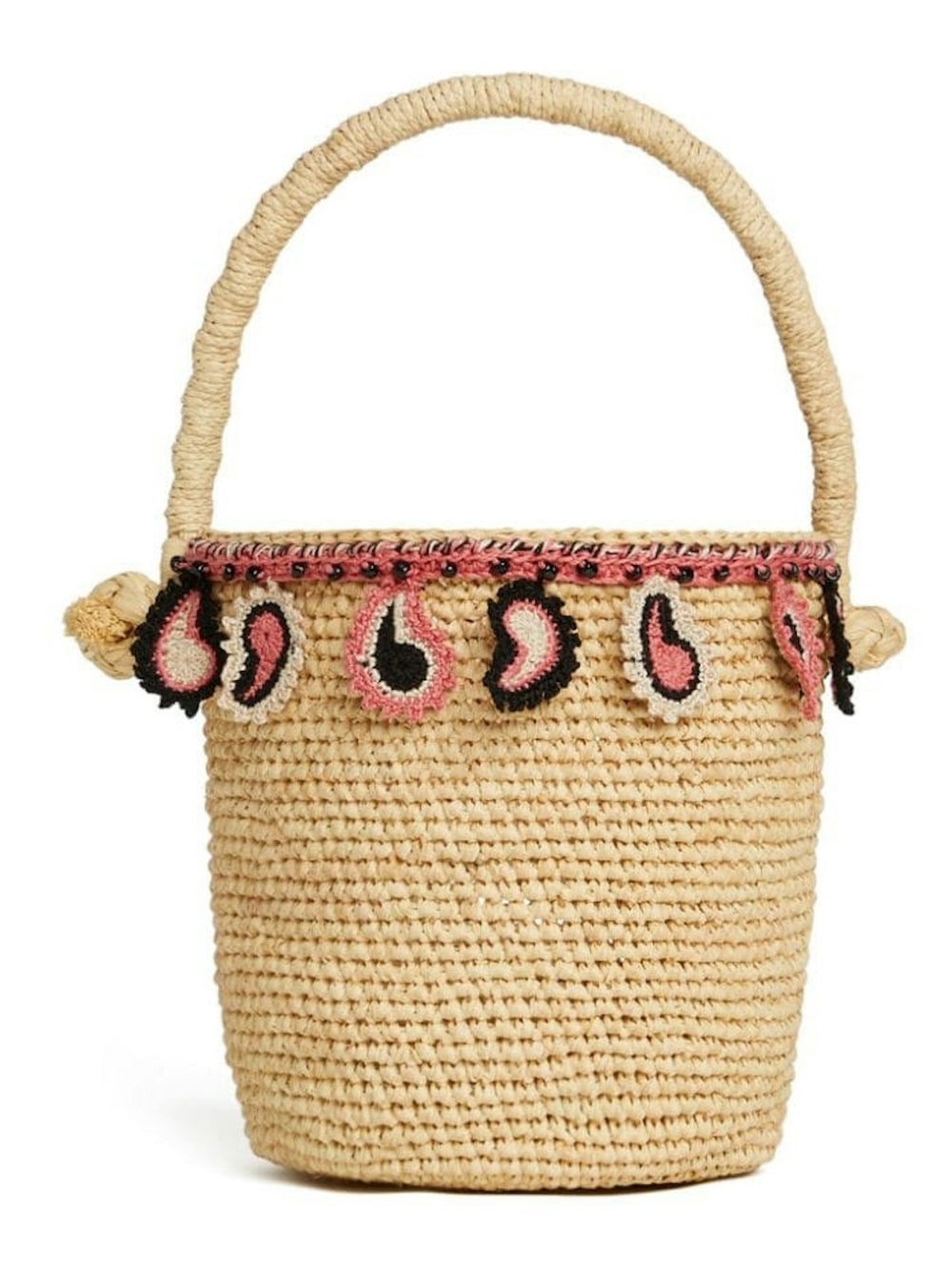 Women's Paisley Raffia Bucket Bag in Beige | Size UNI | LWMY002R24MAT002