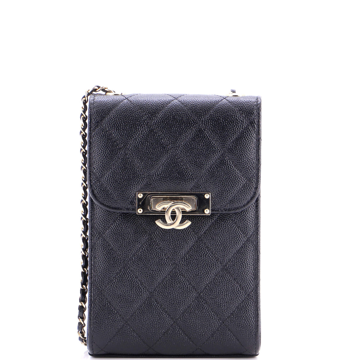 Chanel CHANEL Golden Class Phone Holder Crossbody Bag Quilted Caviar