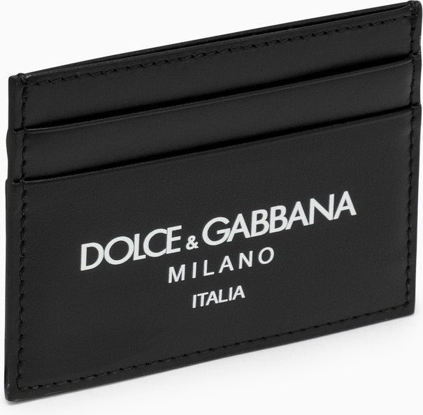 Dolce & Gabbana Men's Calfskin Card Holder With Logo in Black | BP0330AN244