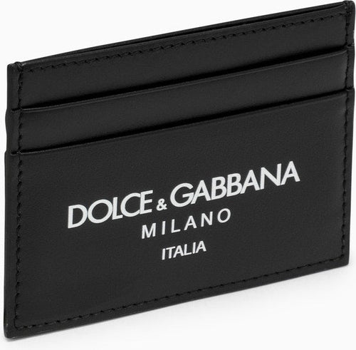 Men's Calfskin Card Holder With Logo in Black | BP0330AN244