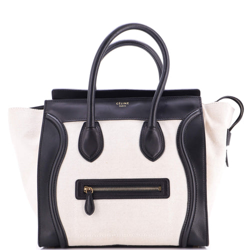 CELINE Luggage Bag Canvas and Leather Mini
