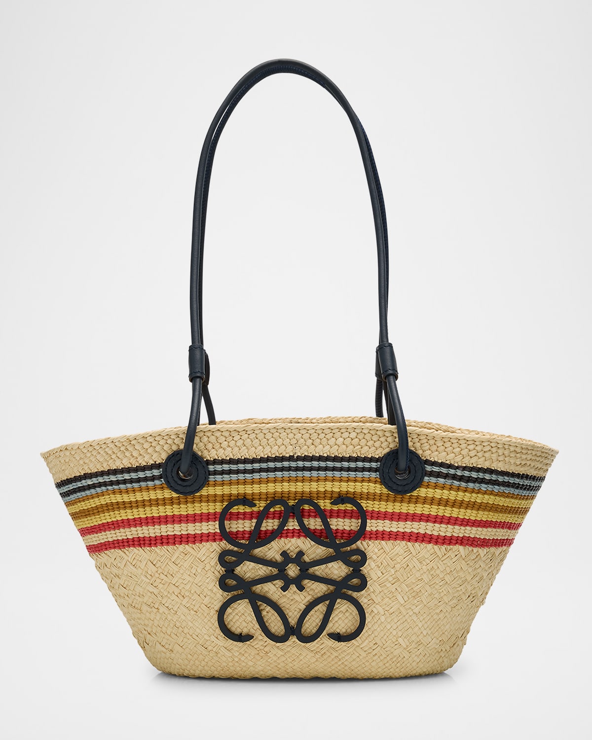 Loewe x Paula's Ibiza Small Anagram Striped Basket Tote Bag in Raffia