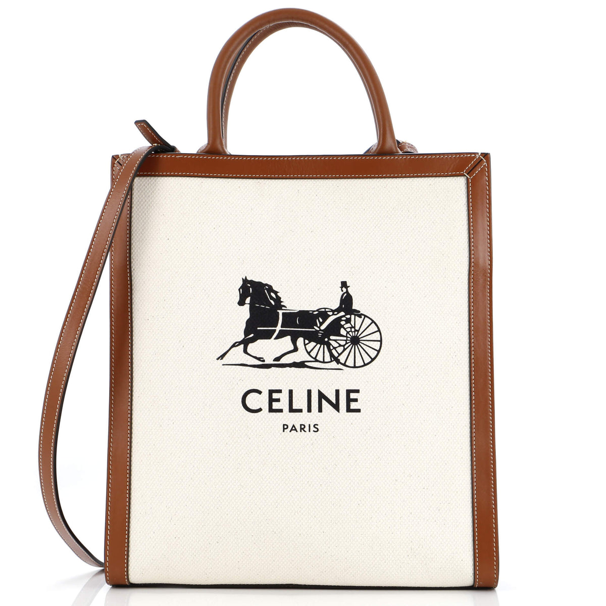 Celine CELINE Vertical Cabas Tote Canvas with Leather Small