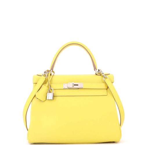 Kelly Handbag Lime Evercolor with Palladium Hardware 28