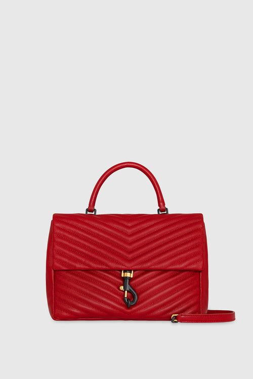 Edie Large Top Handle Shoulder Bag In Seduction Red