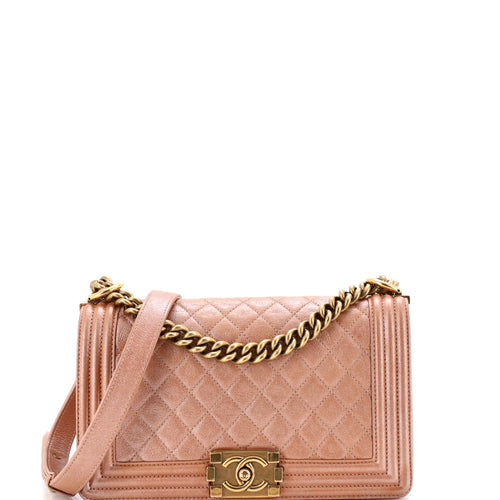 CHANEL Boy Flap Bag Quilted Iridescent Calfskin Old Medium