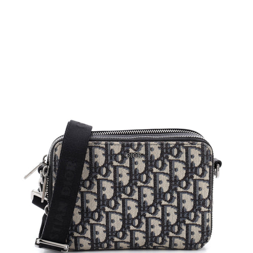 Double Zip Crossbody Pouch Oblique Canvas