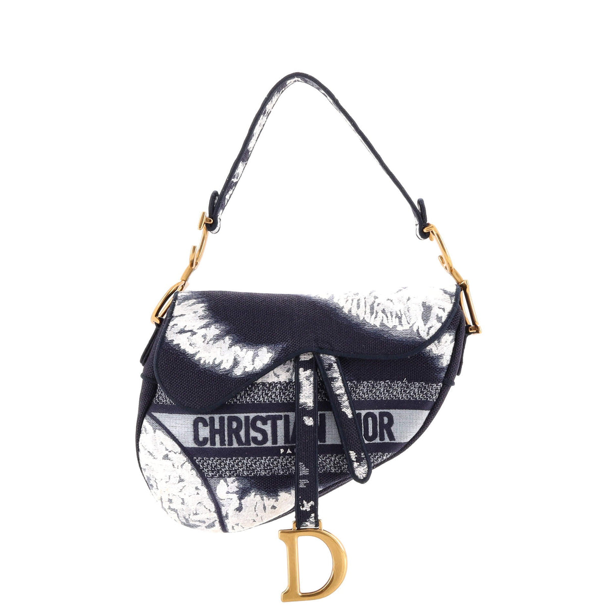Christian Dior Saddle Bag Tie Dye Embroidered Canvas Medium