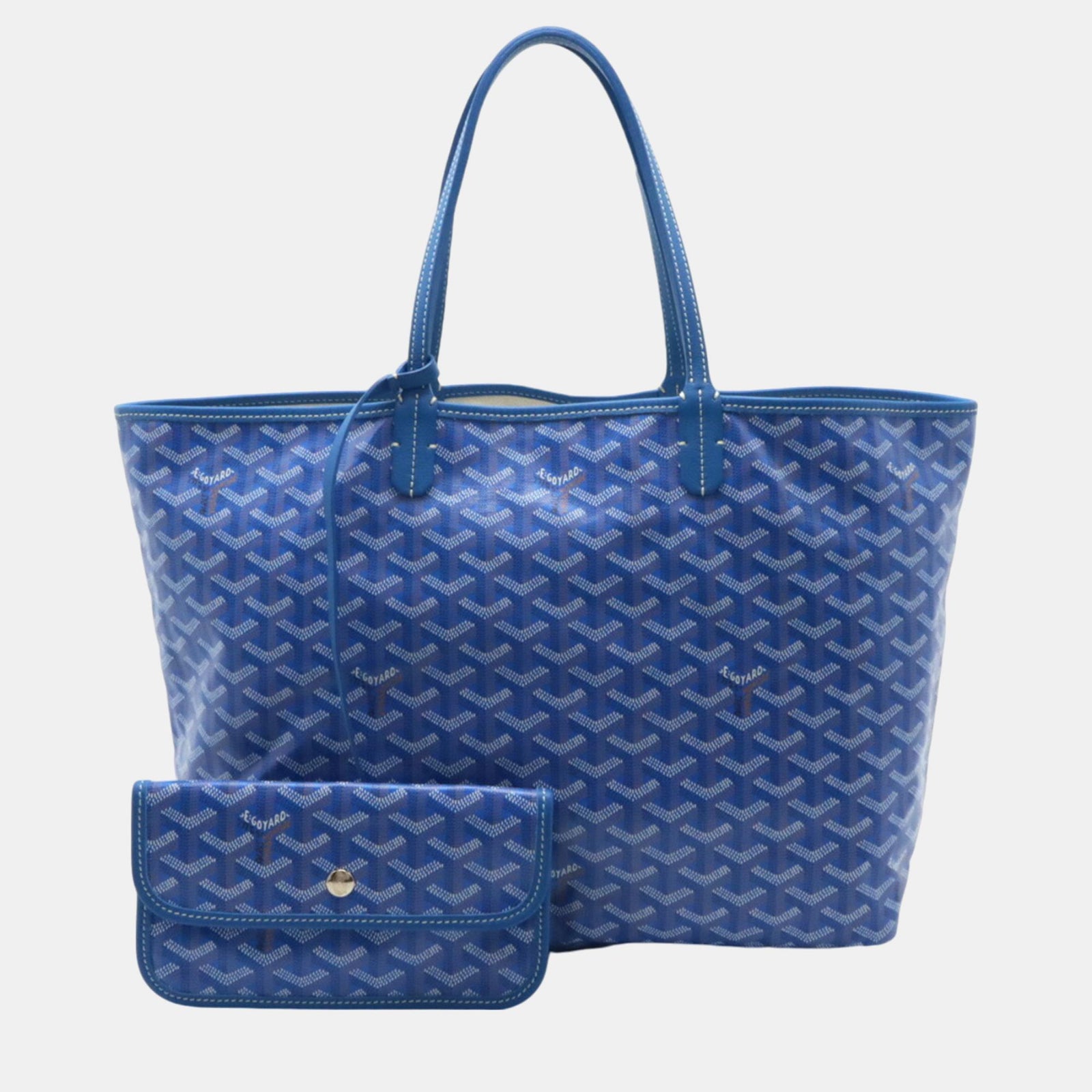 Goyard Saint Louis PM Tragetasche aus beschichtetem Canvas-Leder in Blau/Weiß