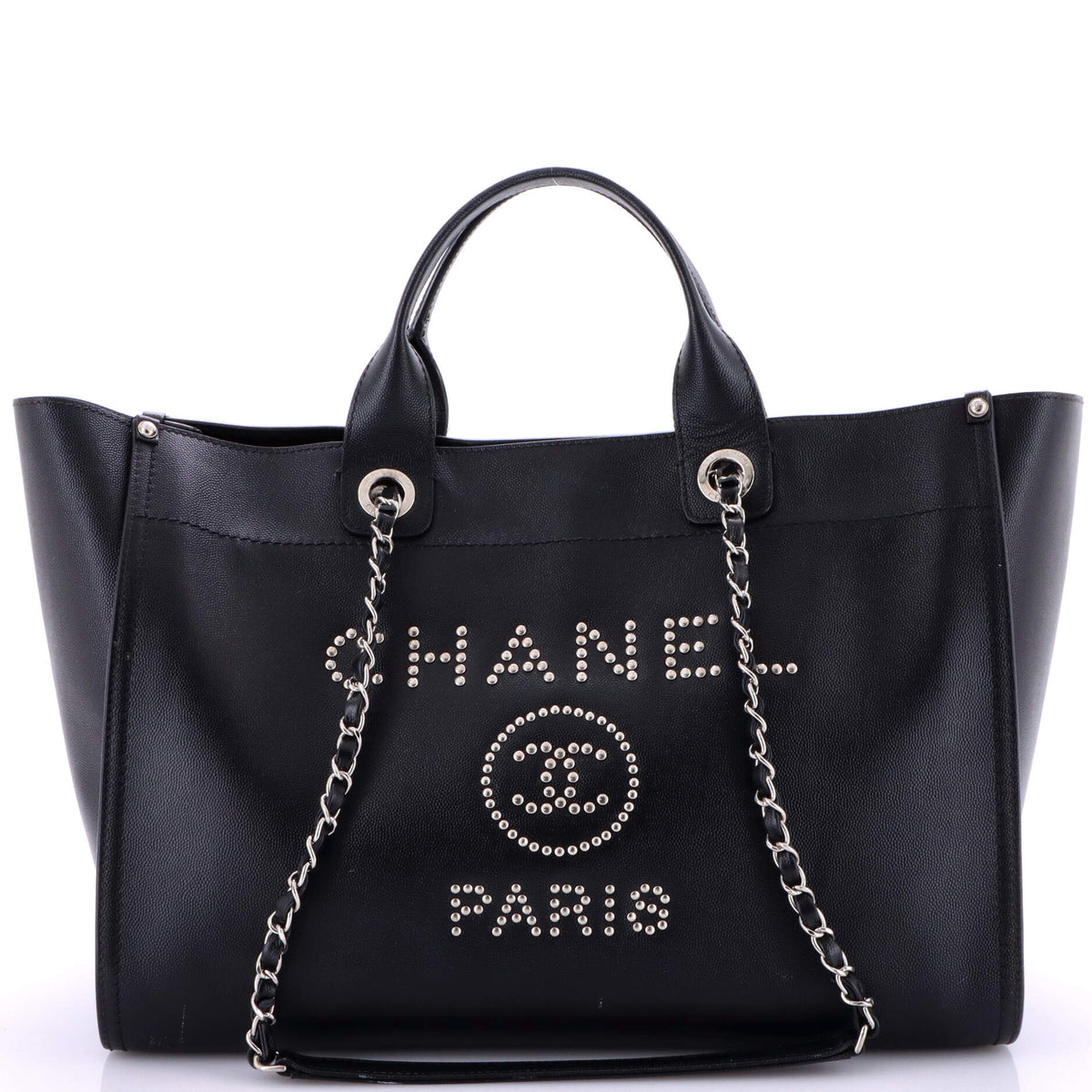 Chanel CHANEL Deauville Tote Studded Caviar Medium