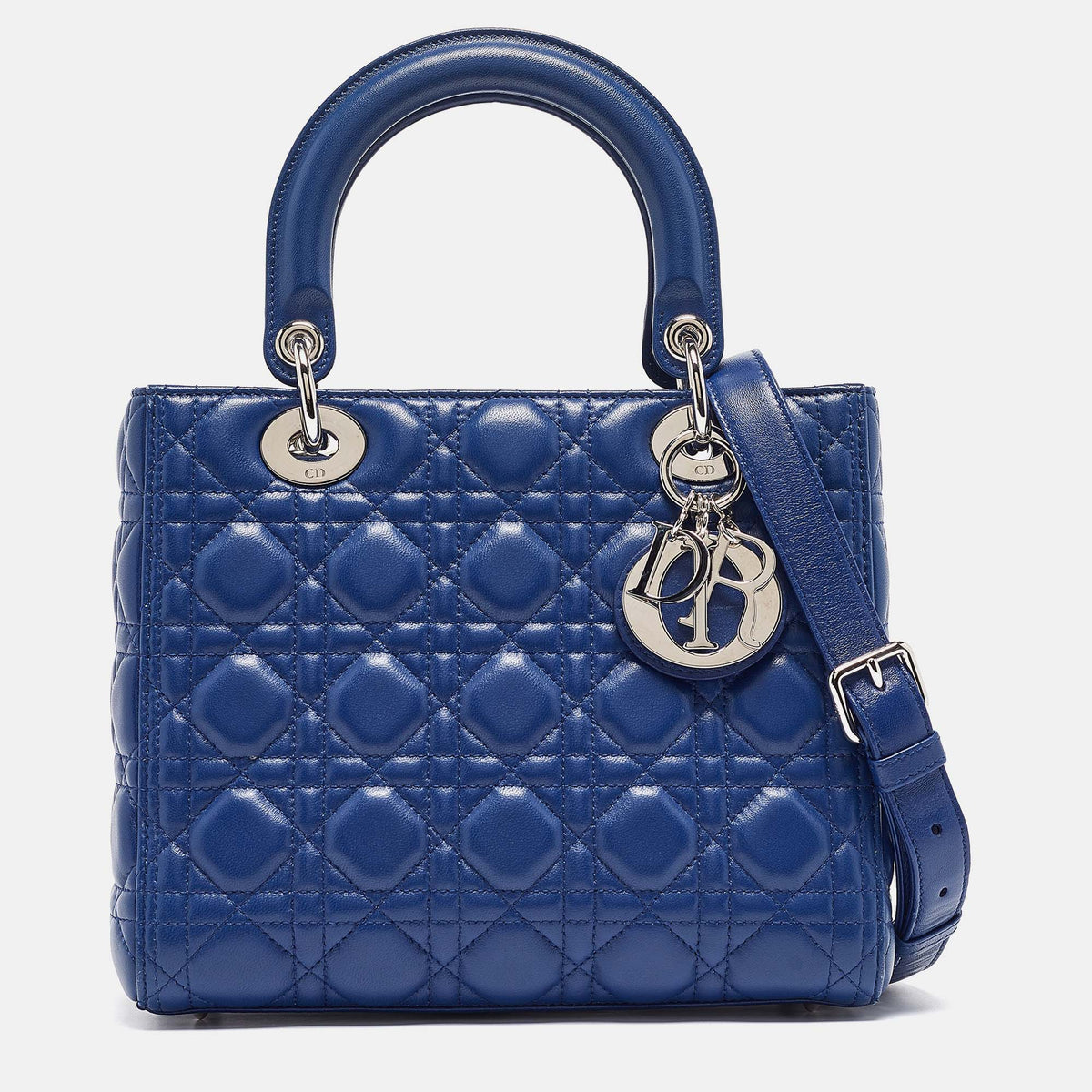 Dior Blue Cannage Leather Medium Lady Tote