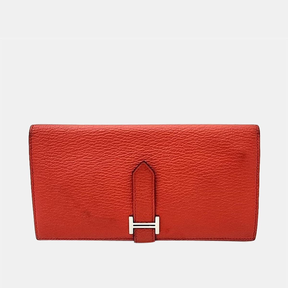 Hermès Red/Orange Leather Bearn Wallet