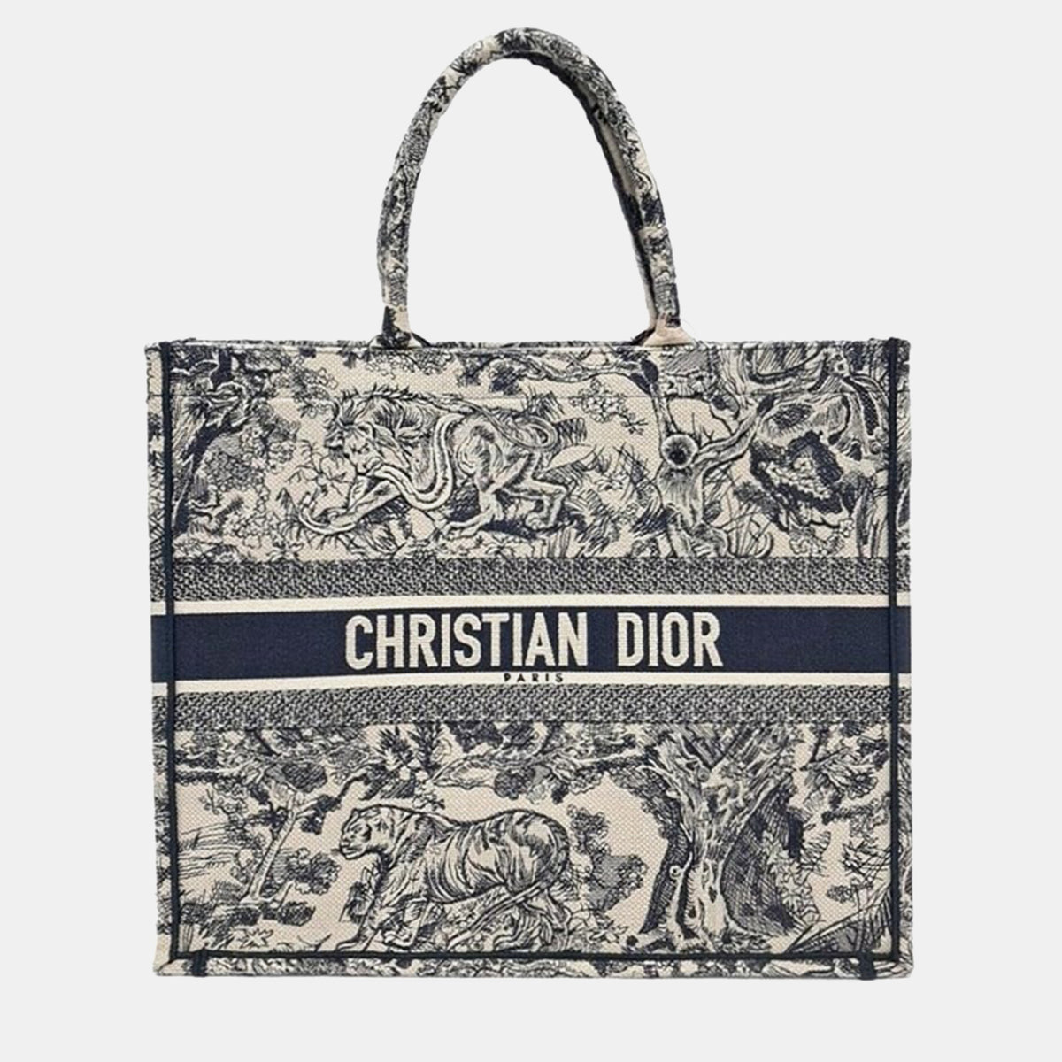 Dior Christian Blue Canvas Book Tote Bag