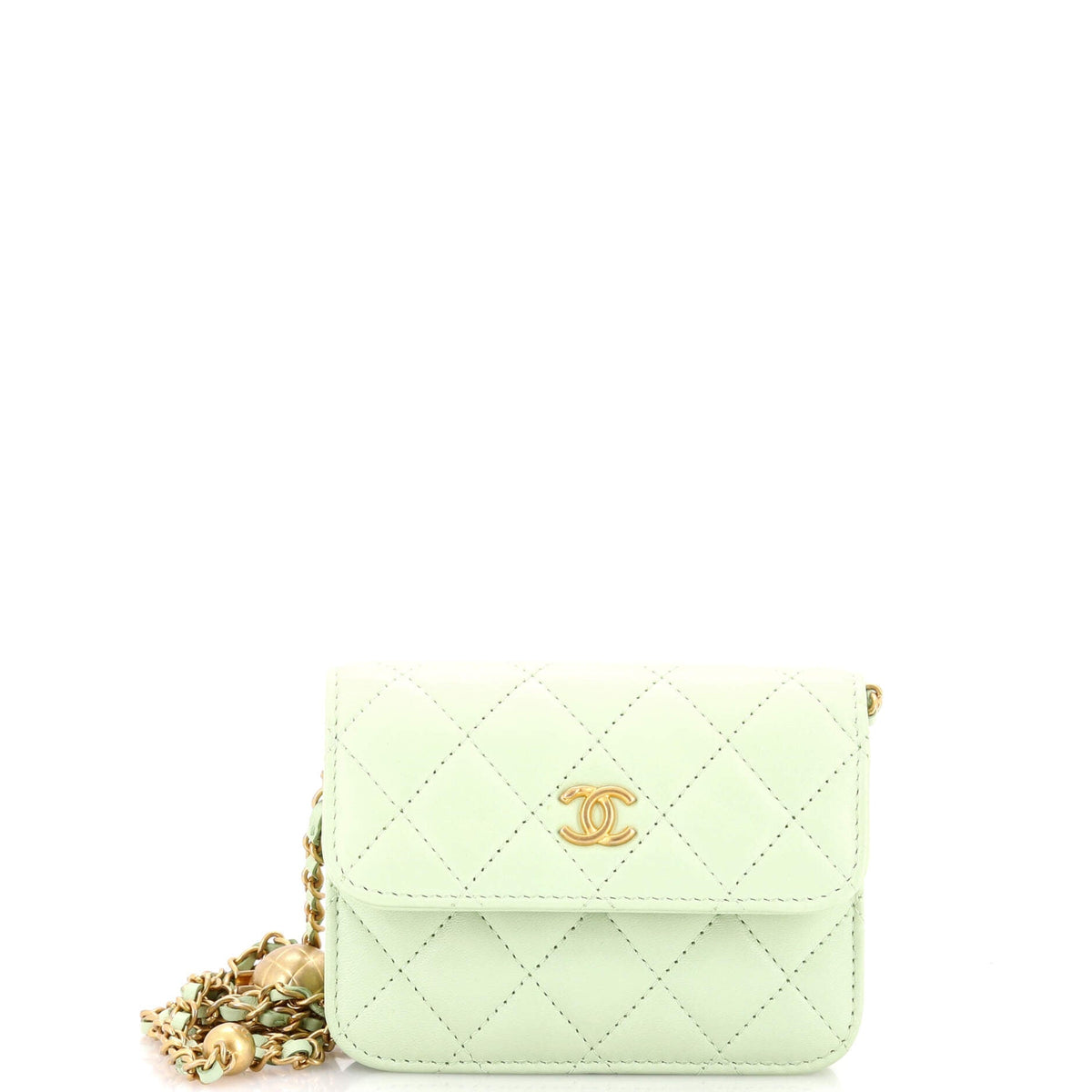 Chanel CHANEL Pearl Crush Flap Clutch with Chain Quilted Lambskin Mini