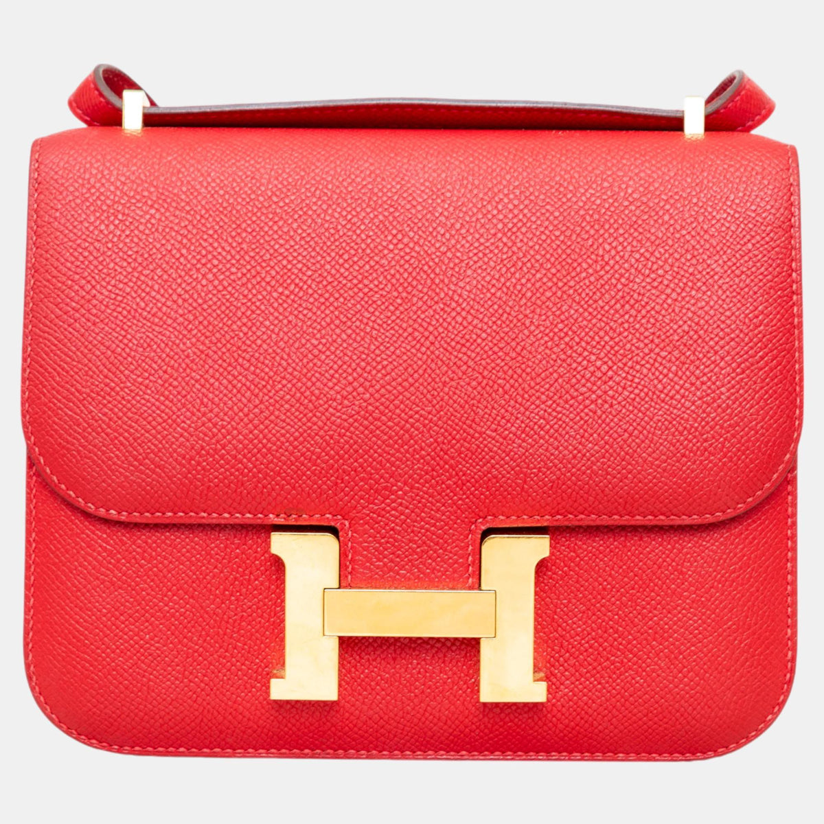 Hermès Rouge Casaque Epsom Leather Constance III Mini Shoulder Bag