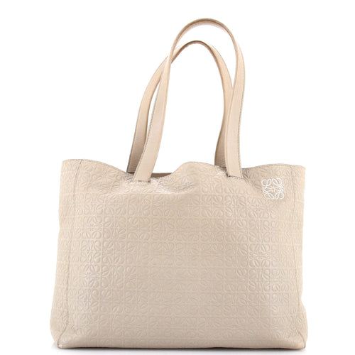 LOEWE T Shopper Tote Anagram Embossed Leather