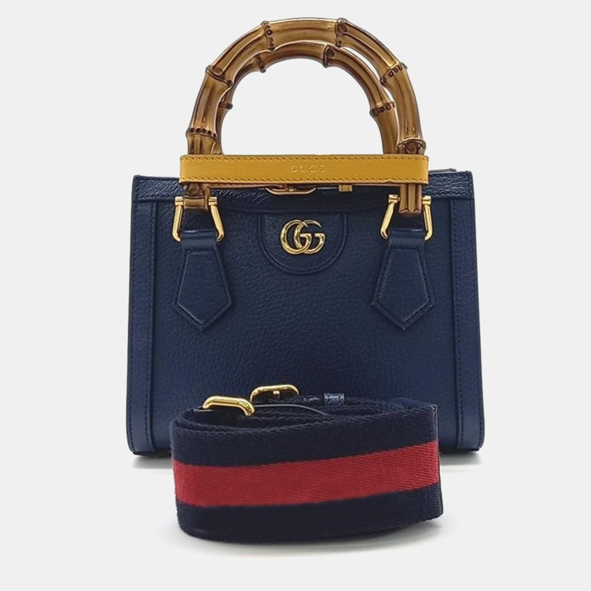 Gucci Blue Leather Mini Diana NM Bamboo Top Handle Bag