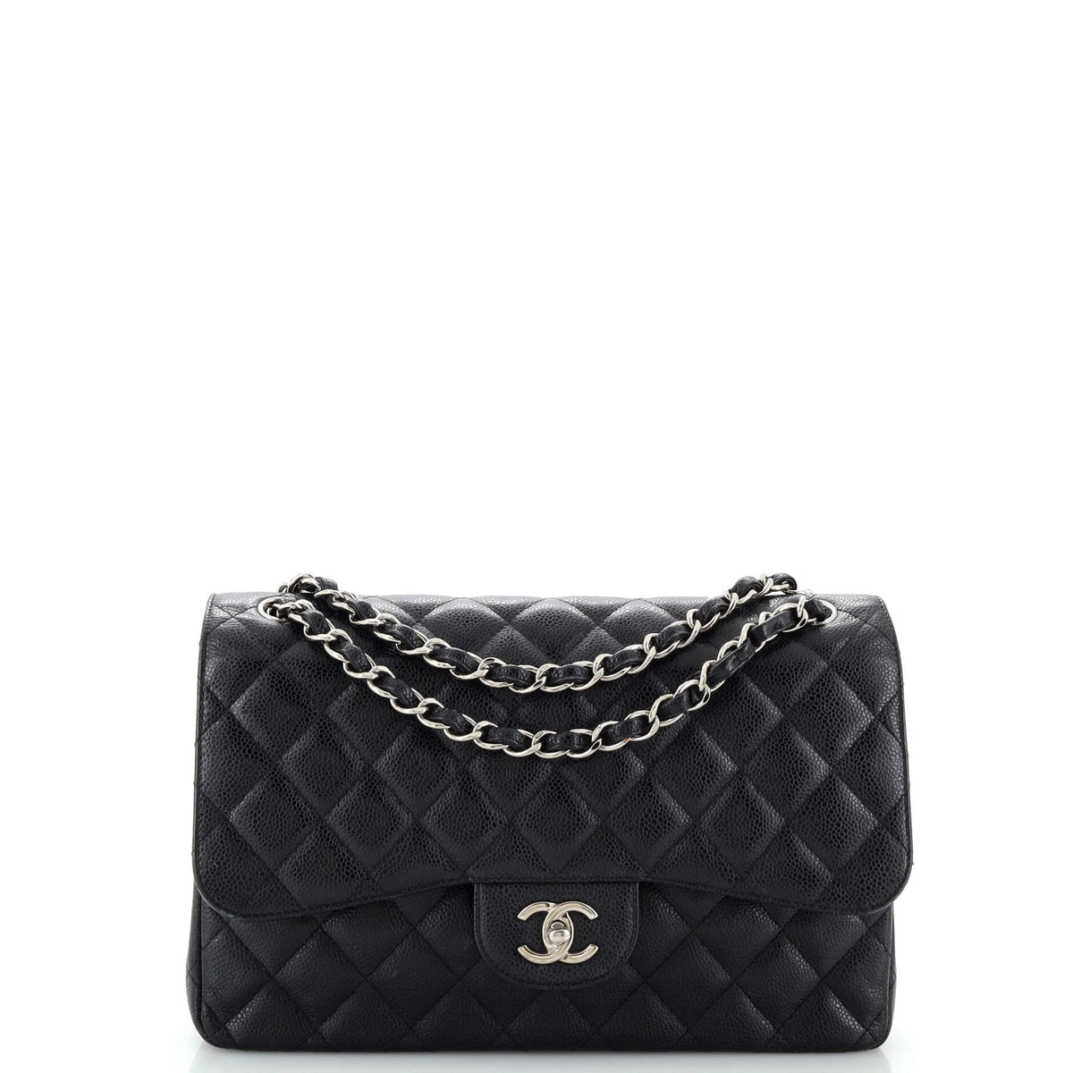 Chanel CHANEL Classic Double Flap Bag Quilted Caviar Jumbo