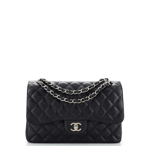 CHANEL Classic Double Flap Bag Quilted Caviar Jumbo