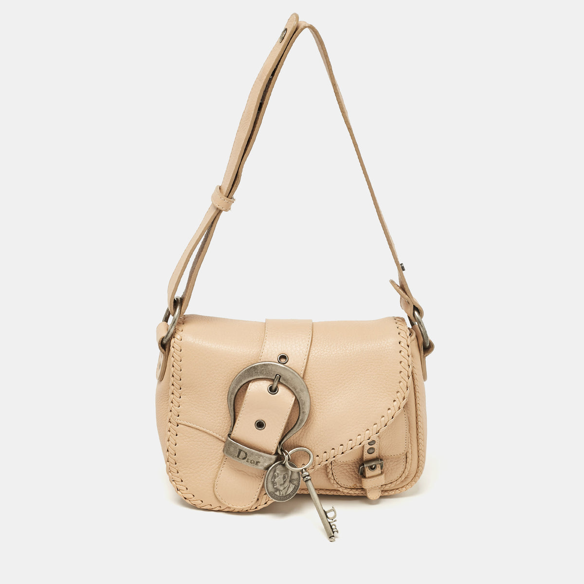 Dior Beige Leather Mini Gaucho Crossbody Bag