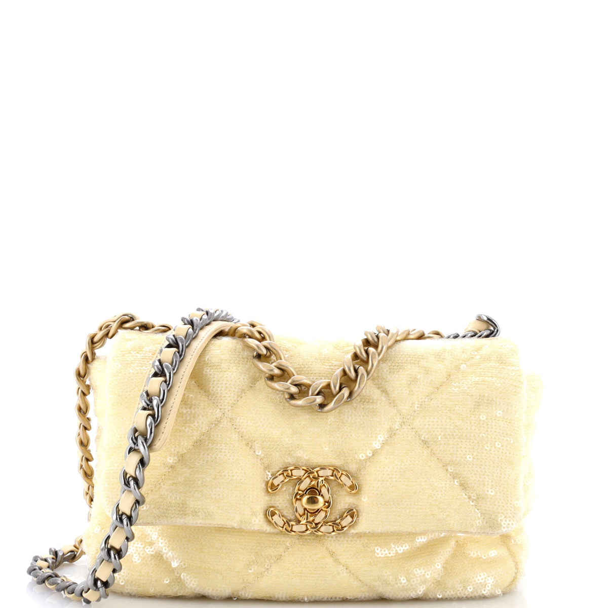 Chanel CHANEL 19 Flap Bag Quilted Sequins Medium
