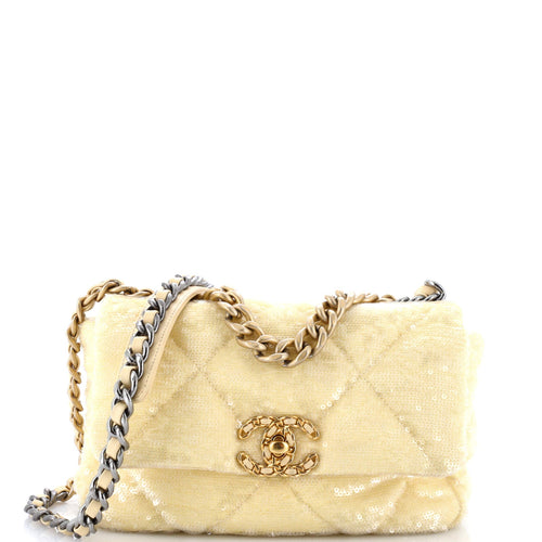 CHANEL 19 Flap Bag Quilted Sequins Medium
