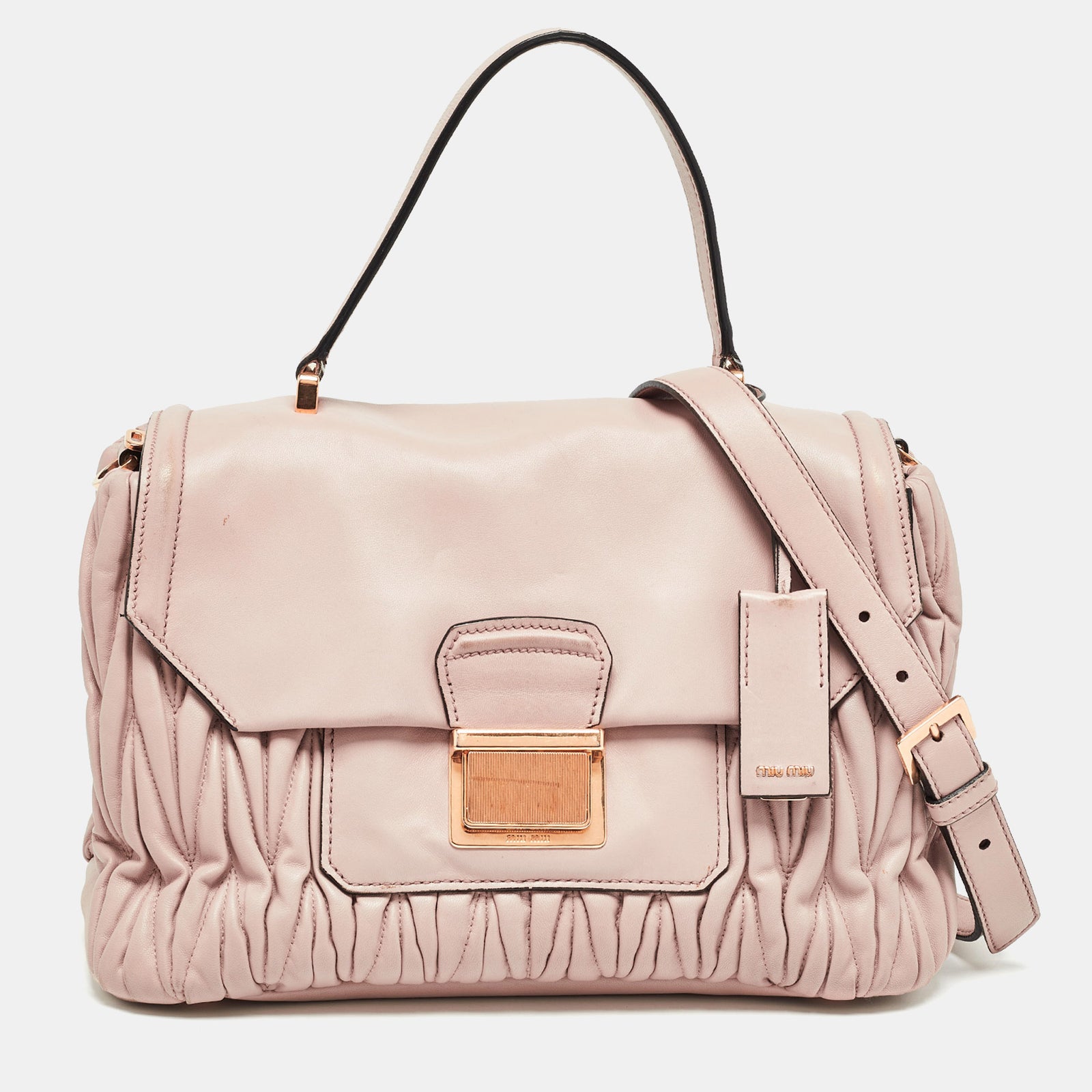 Miu Miu Old Rose Matelass&eacute; Leather Top Handle Bag