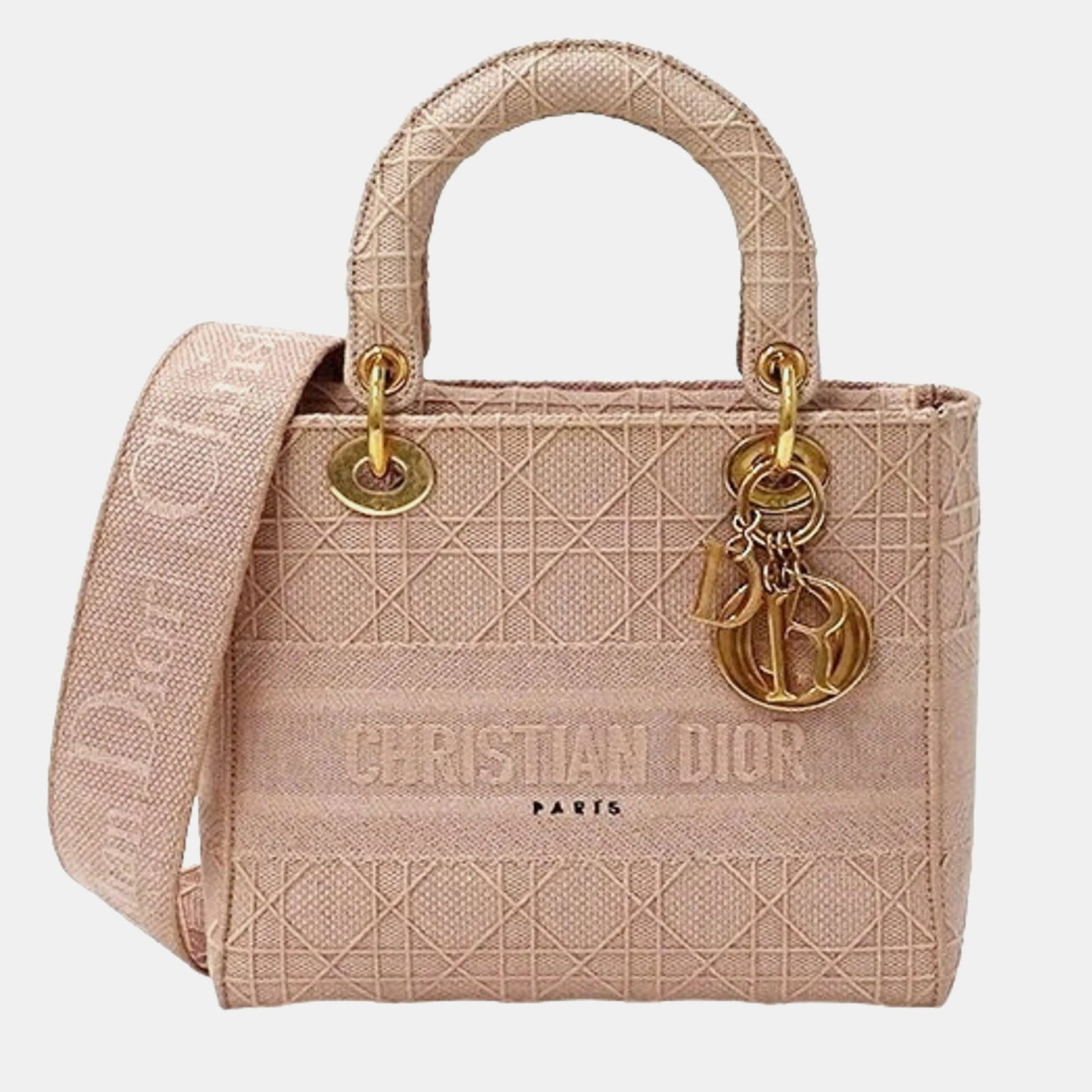 Dior Mittelgroße Lady D-Lite Tragetasche aus Canvas in Rosa