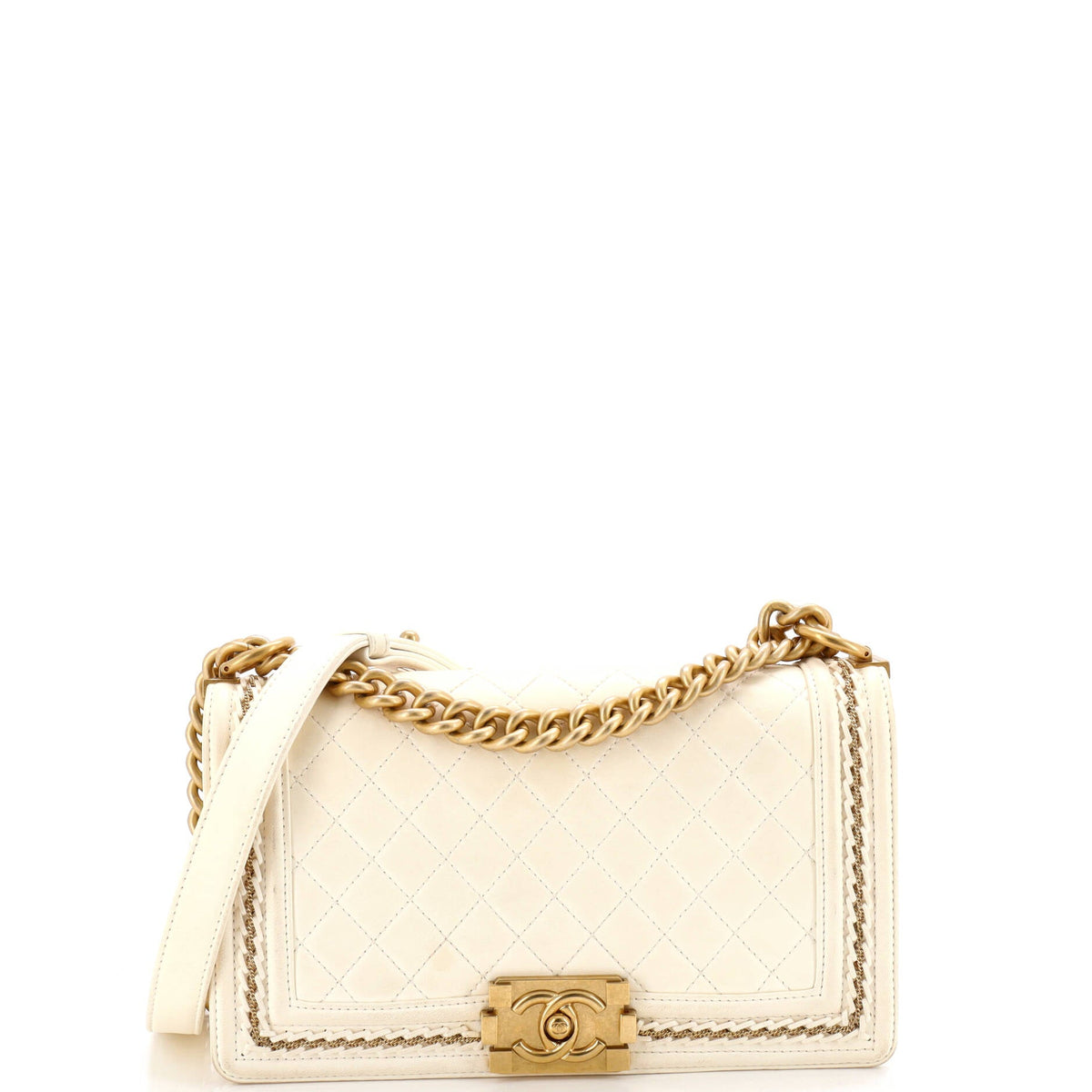 Chanel CHANEL Boy Flap Bag Quilted Lambskin with Chain Detail Old Medium