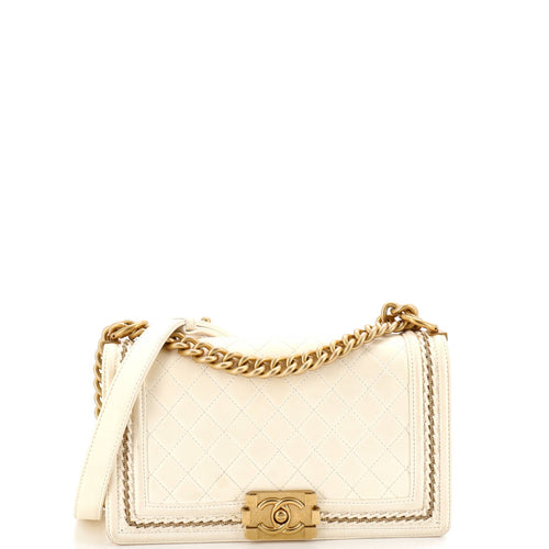 CHANEL Boy Flap Bag Quilted Lambskin with Chain Detail Old Medium