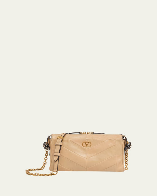 Small Chevron Patchwork Leather Shoulder Bag