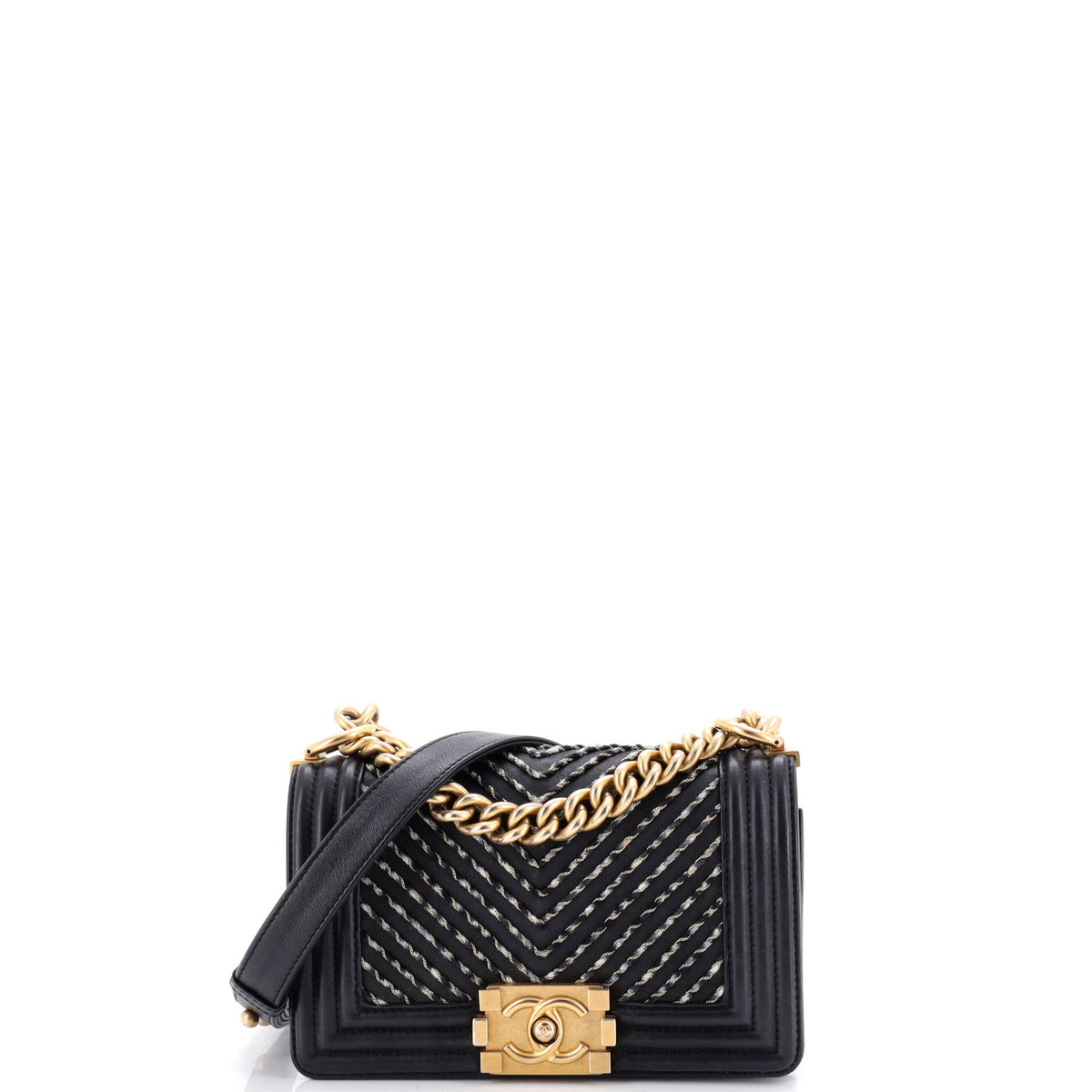 Chanel CHANEL By The Sea Boy Flap Bag Chevron Embroidered Calfskin Small