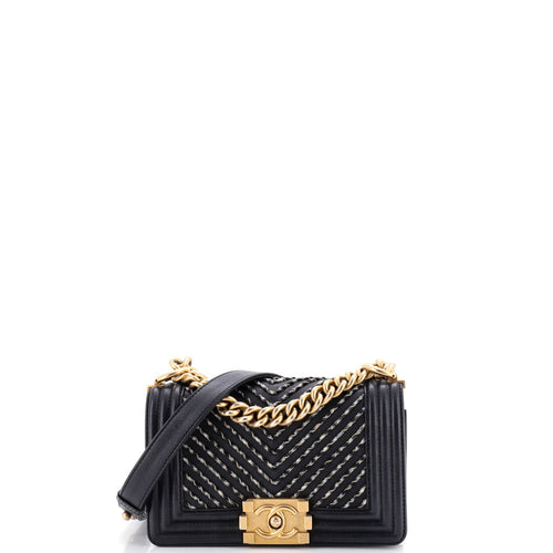 CHANEL By The Sea Boy Flap Bag Chevron Embroidered Calfskin Small