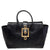 Black Leather Lady Buckle Tote