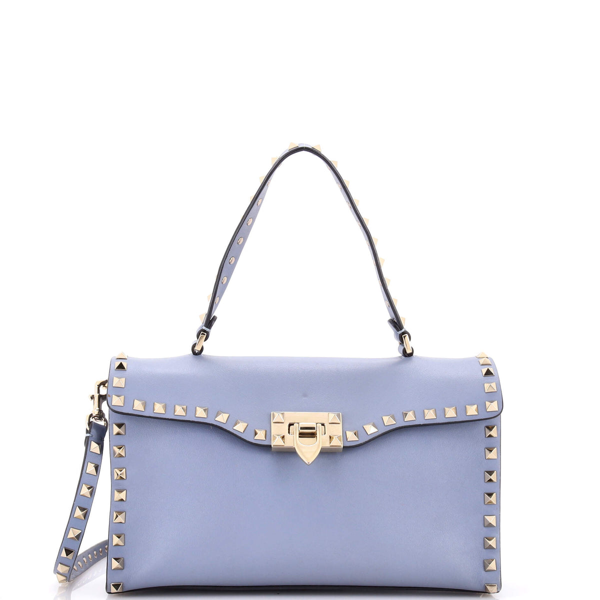 Valentino VALENTINO GARAVANI Rockstud Flip Lock Top Handle Bag Leather Small