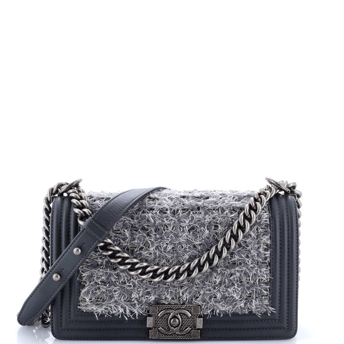 Chanel CHANEL Boy Flap Bag Braided Tweed Old Medium