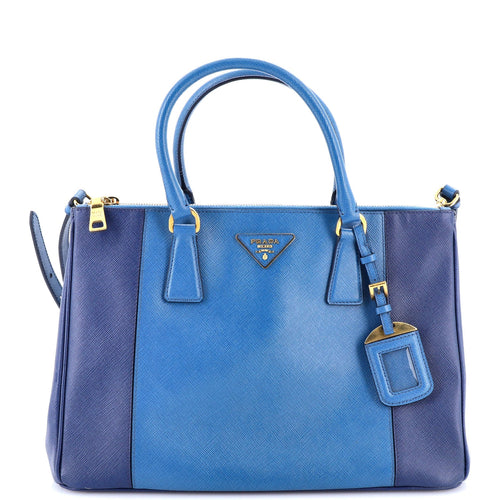 PRADA Bicolor Double Zip Lux Tote Saffiano Leather Medium