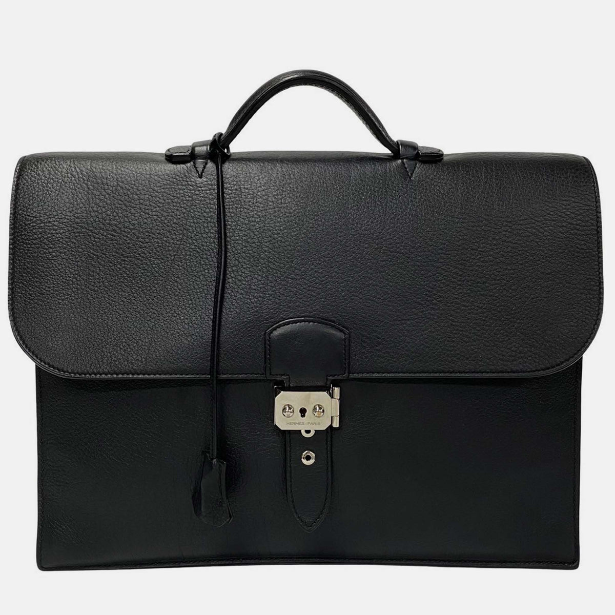 Hermès Black Leather Togo Sac a Depeches Bag