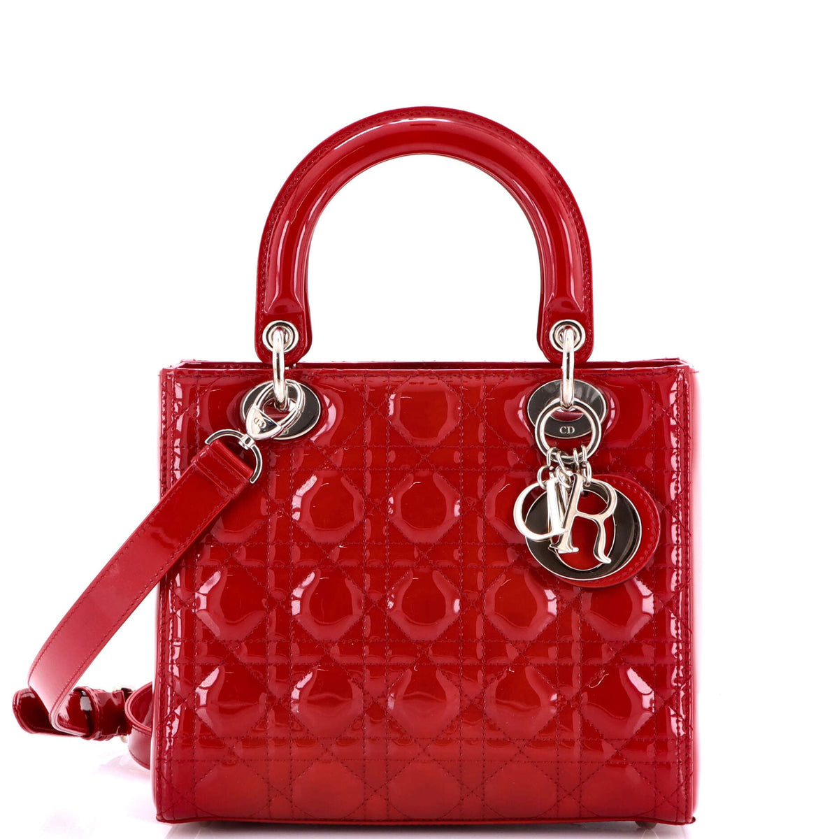 Christian Dior Lady Dior Bag Cannage Quilt Patent Medium
