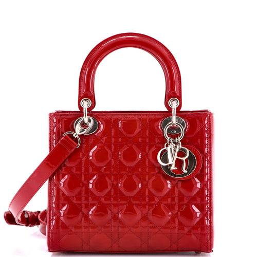 Lady Dior Bag Cannage Quilt Patent Medium