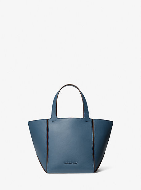 Michael Kors MK Jordi Small Leather Tote Bag - Blue - Michael Kors